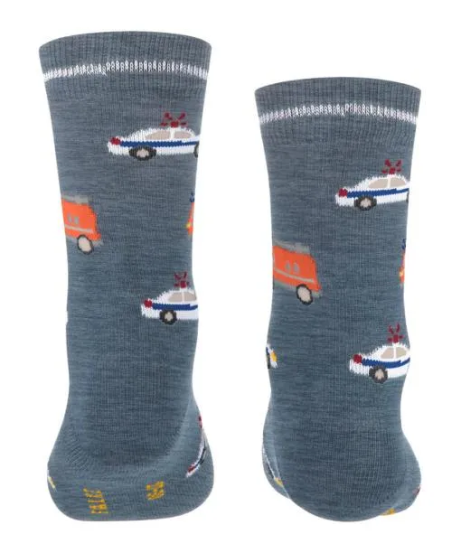 Babies and Kids Police And Fire Cars Kids Socks Light Denim FALKE Socks