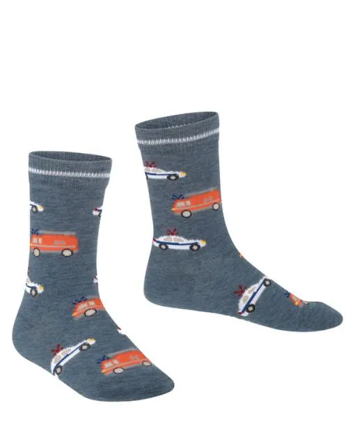 Babies and Kids Police And Fire Cars Kids Socks Light Denim FALKE Socks