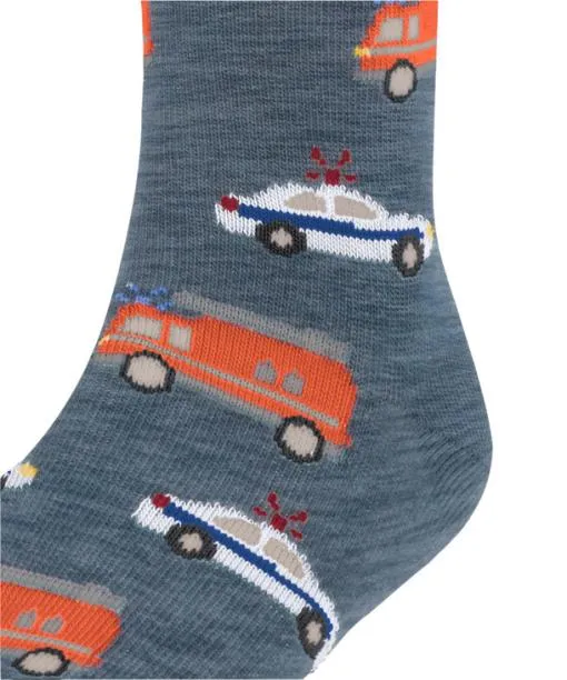 Babies and Kids Police And Fire Cars Kids Socks Light Denim FALKE Socks
