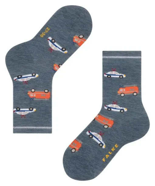 Babies and Kids Police And Fire Cars Kids Socks Light Denim FALKE Socks