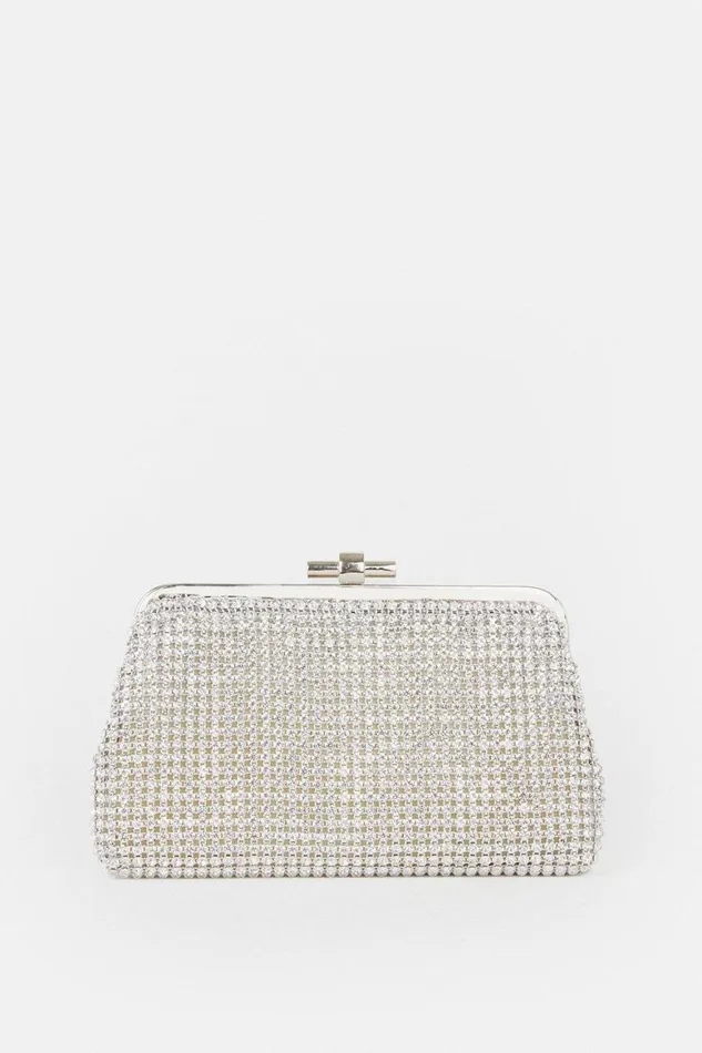 Bags and Purses Women Karen Millen Rhinestone Clutch Bag Silver