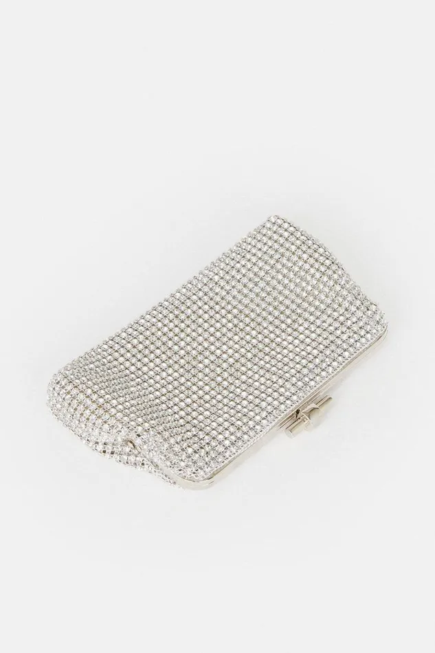 Bags and Purses Women Karen Millen Rhinestone Clutch Bag Silver
