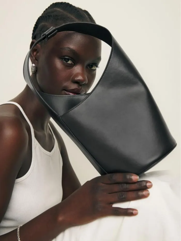 Bags The Reformation Small Silvana Bucket Bag Black Mirum Vegan Leather