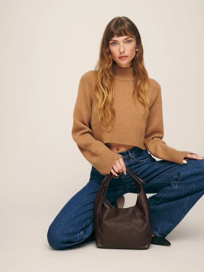 Bags The Reformation Small Vittoria Tote Tobacco Leather