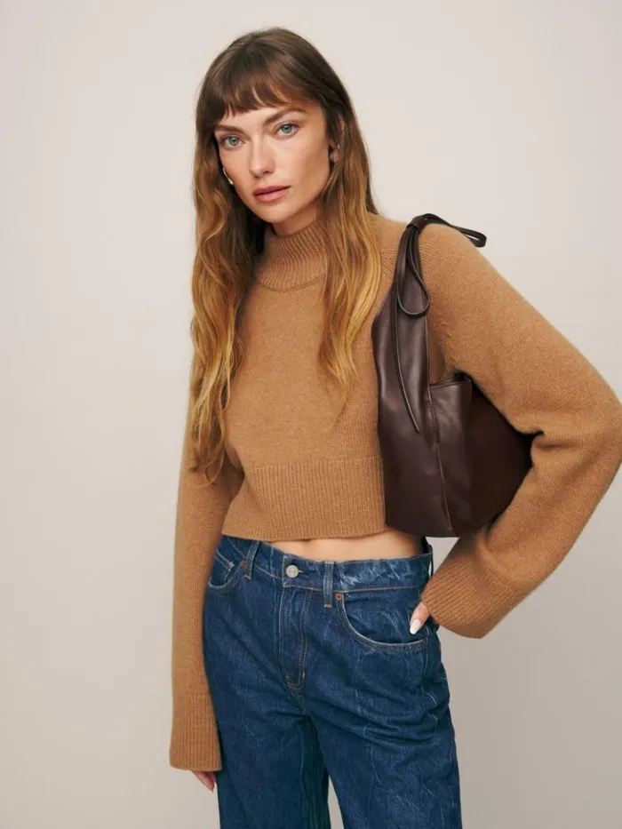 Bags The Reformation Small Vittoria Tote Tobacco Leather