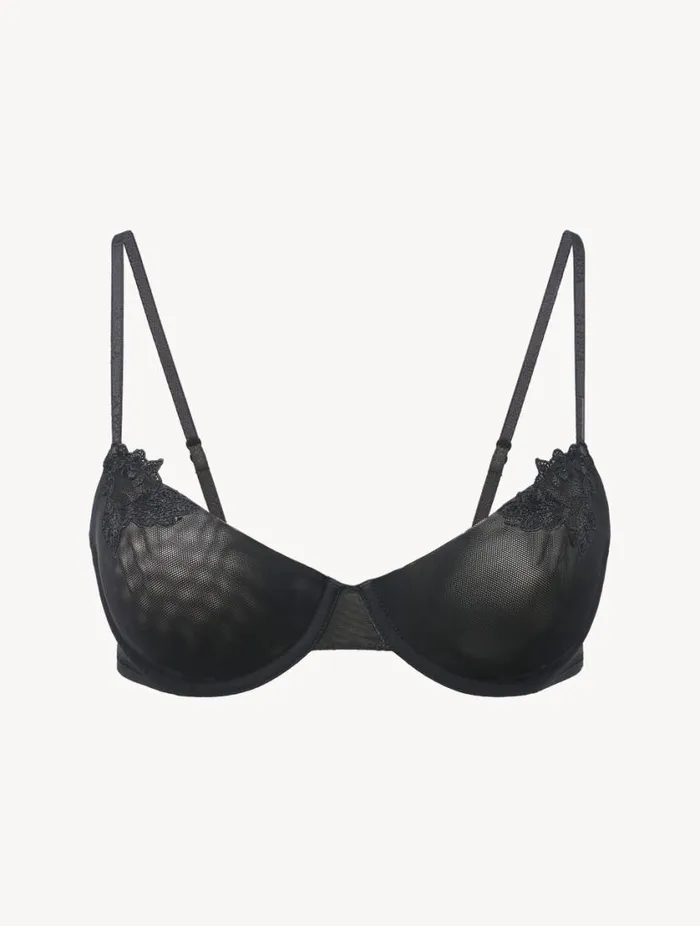 Balconette Bra In Black In Stretch Tulle Lingerie La Perla Balconette