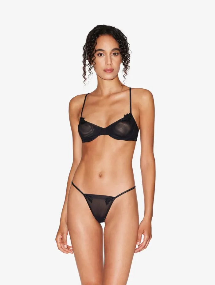 Balconette Bra In Black In Stretch Tulle Lingerie La Perla Balconette