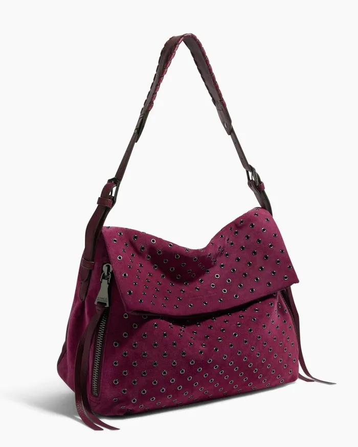 Bali Novelty Double Entry Hobo In Luxury Suede Berry With Eyelets Women Aimee Kestenberg Hobos