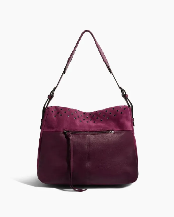 Bali Novelty Double Entry Hobo In Luxury Suede Berry With Eyelets Women Aimee Kestenberg Hobos