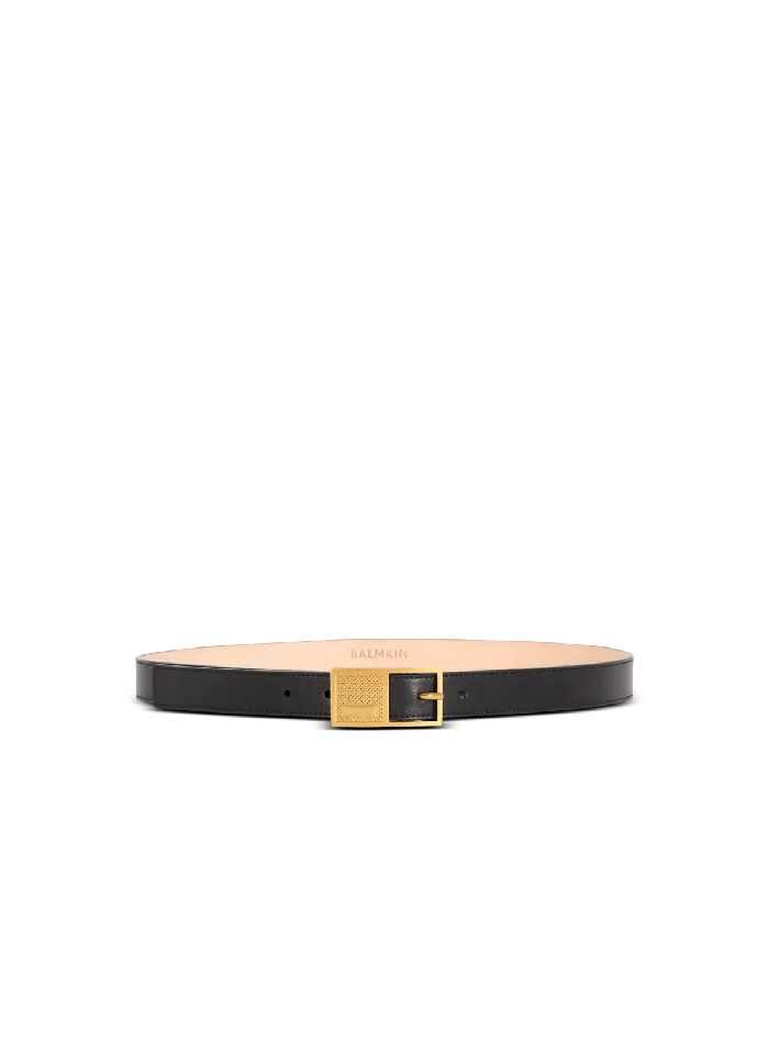Balmain Belts Women Thin Signature Calfskin Belt Black