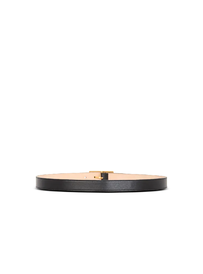 Balmain Belts Women Thin Signature Calfskin Belt Black