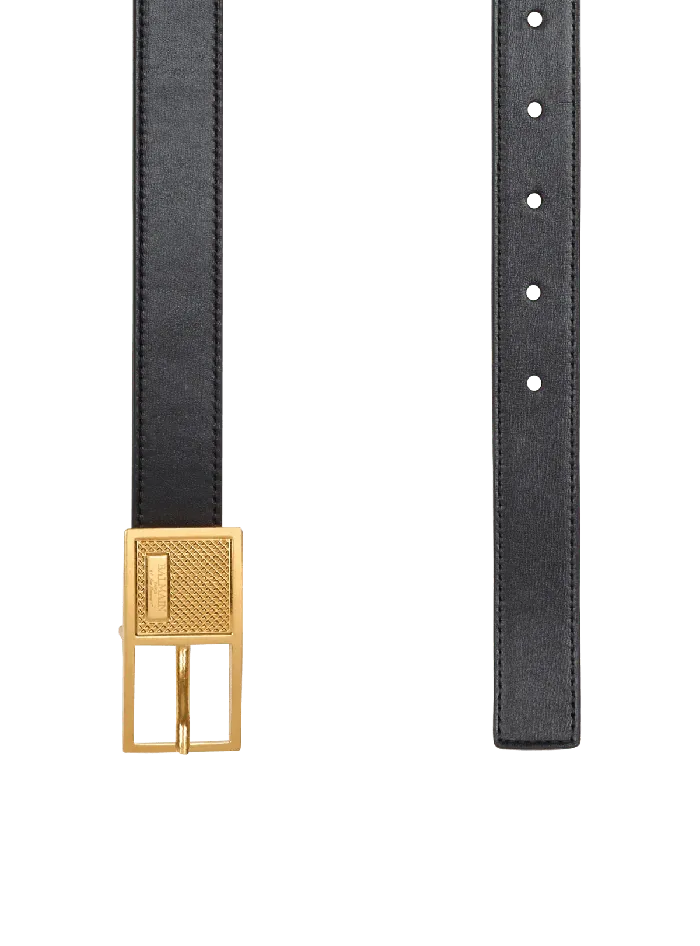 Balmain Belts Women Thin Signature Calfskin Belt Black