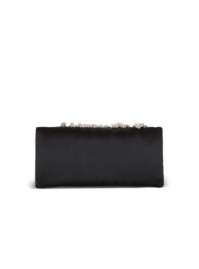 Balmain Clutches Women 1945 Soft Embroidered Satin Clutch Black