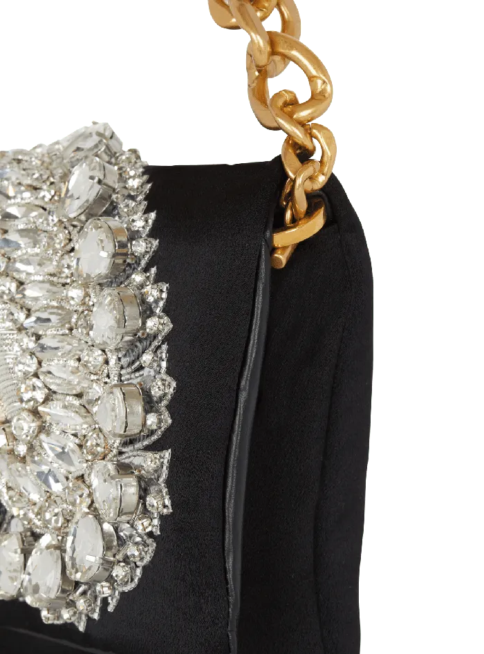 Balmain Clutches Women 1945 Soft Embroidered Satin Clutch Black
