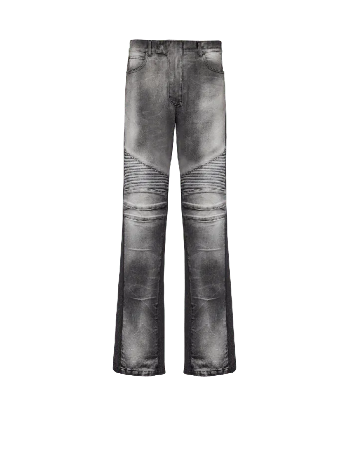Balmain Denim Men Loosefit Denim Biker Jeans Black