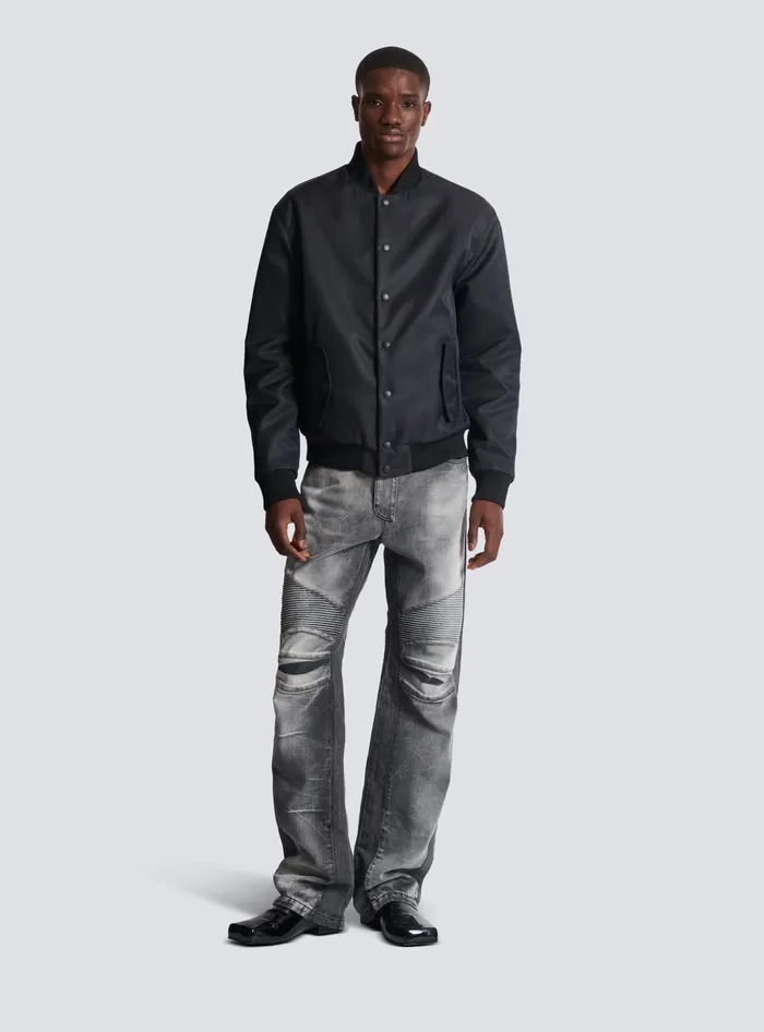 Balmain Denim Men Loosefit Denim Biker Jeans Black