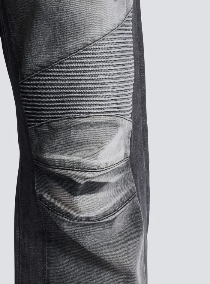 Balmain Denim Men Loosefit Denim Biker Jeans Black