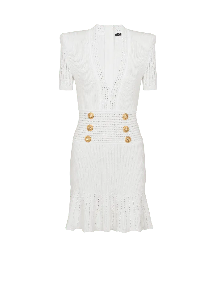 Balmain Dresses Women Flared Knit Dress White