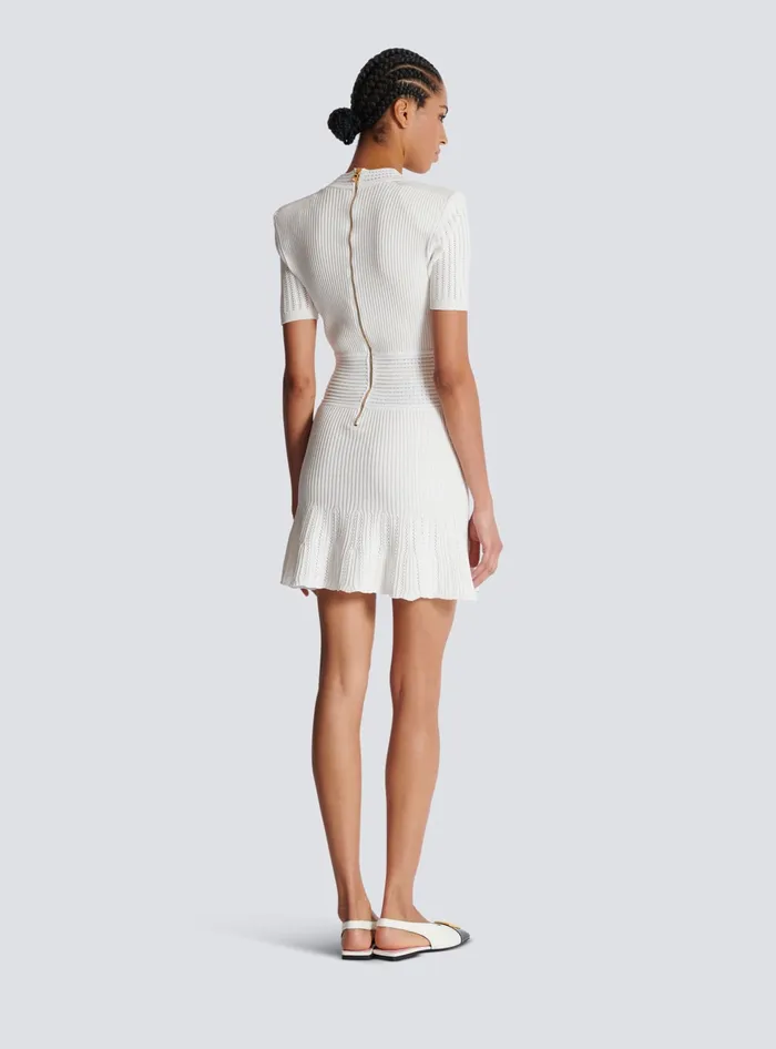 Balmain Dresses Women Flared Knit Dress White