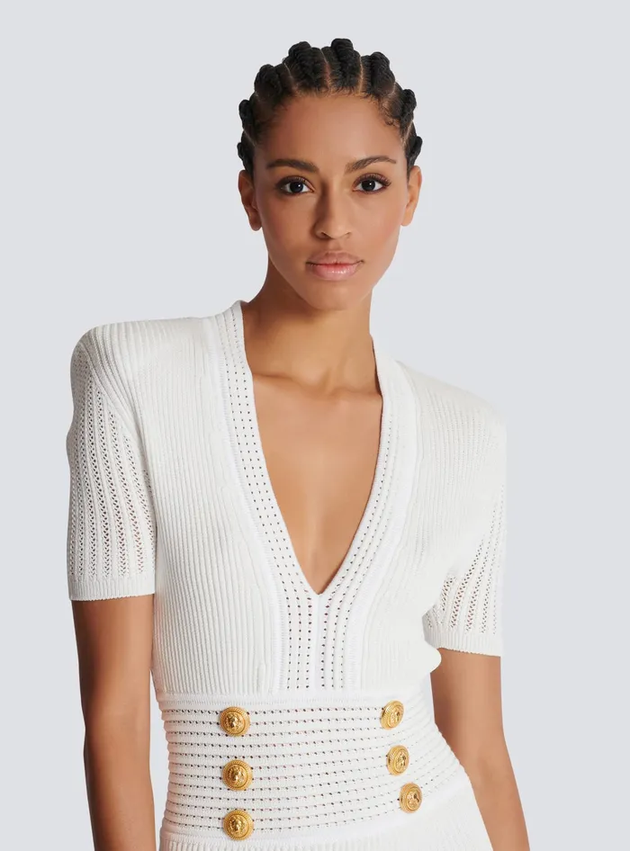 Balmain Dresses Women Flared Knit Dress White