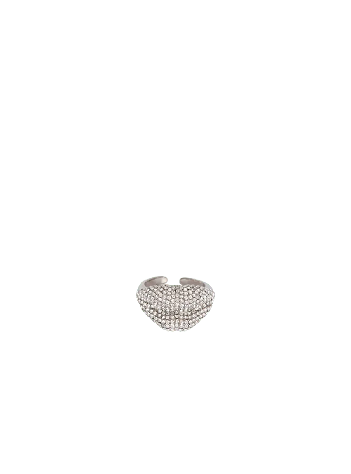 Balmain Fashion Jewelry Men Brass And Crystal Kiss Ring Silver