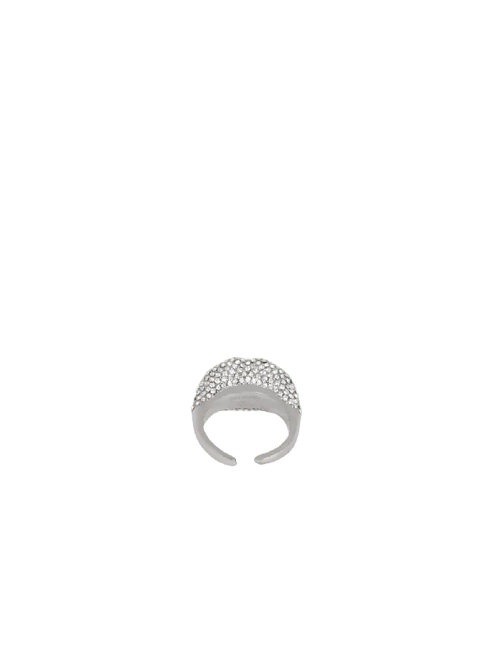 Balmain Fashion Jewelry Men Brass And Crystal Kiss Ring Silver