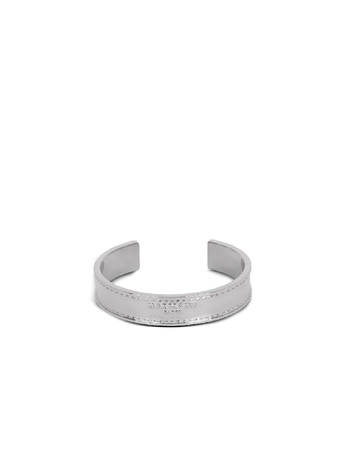 Balmain Fashion Jewelry Men Signature Tubular Brass Bracelet Silver