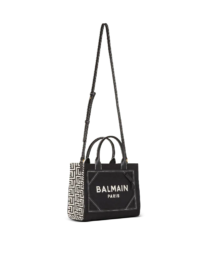 Balmain Handbags Women BArmy Tote Bag In Monogrammed Canvas And Leather Black