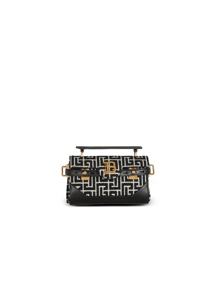 Balmain Handbags Women BBuzz 19 Leather Bag With Jacquard Monogram Black