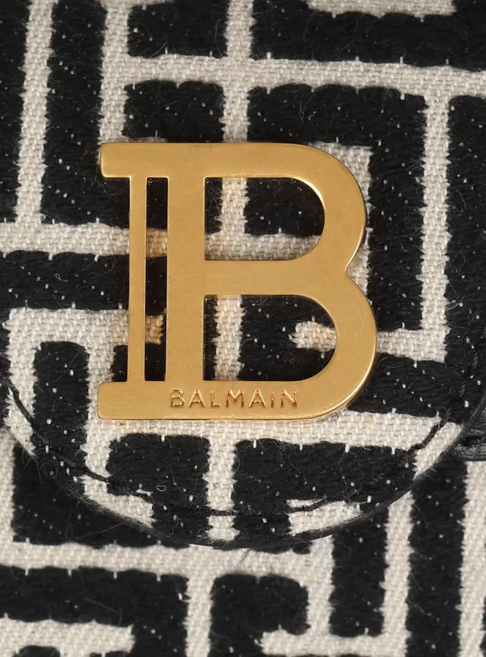 Balmain Handbags Women BBuzz 19 Leather Bag With Jacquard Monogram Black