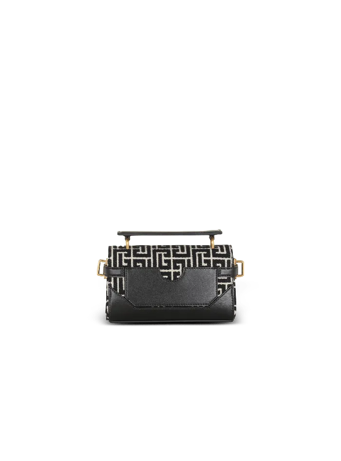 Balmain Handbags Women BBuzz 19 Leather Bag With Jacquard Monogram Black