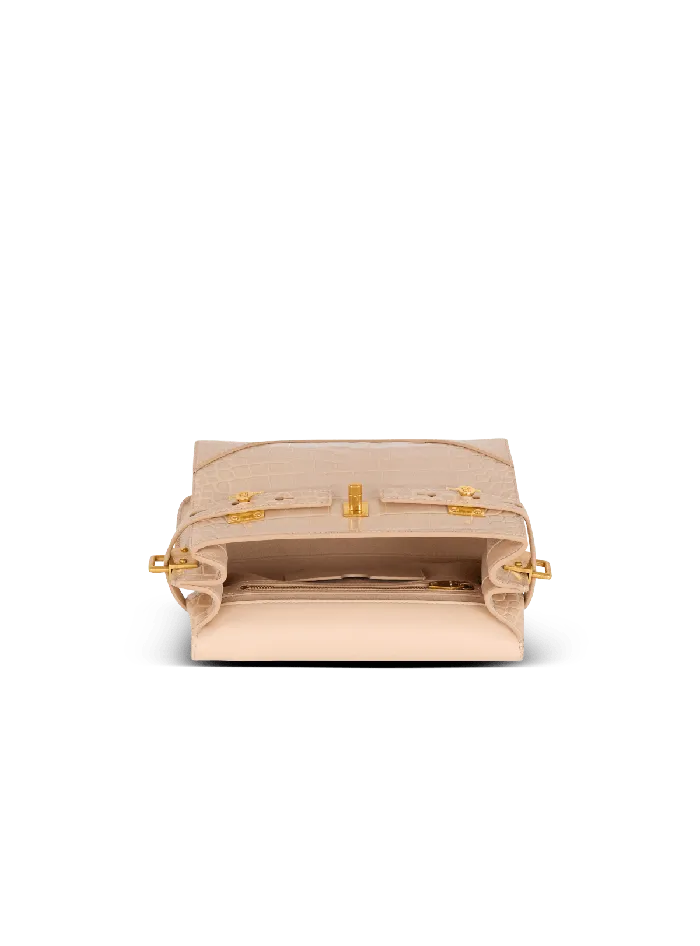 Balmain Handbags Women BBuzz 23 Bag In Crocodileembossed Calfskin Beige