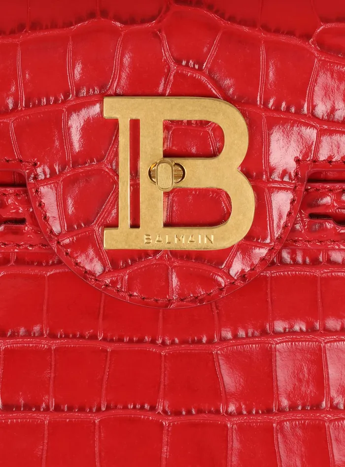 Balmain Handbags Women BBuzz 23 Bag In Crocodileprint Leather Red