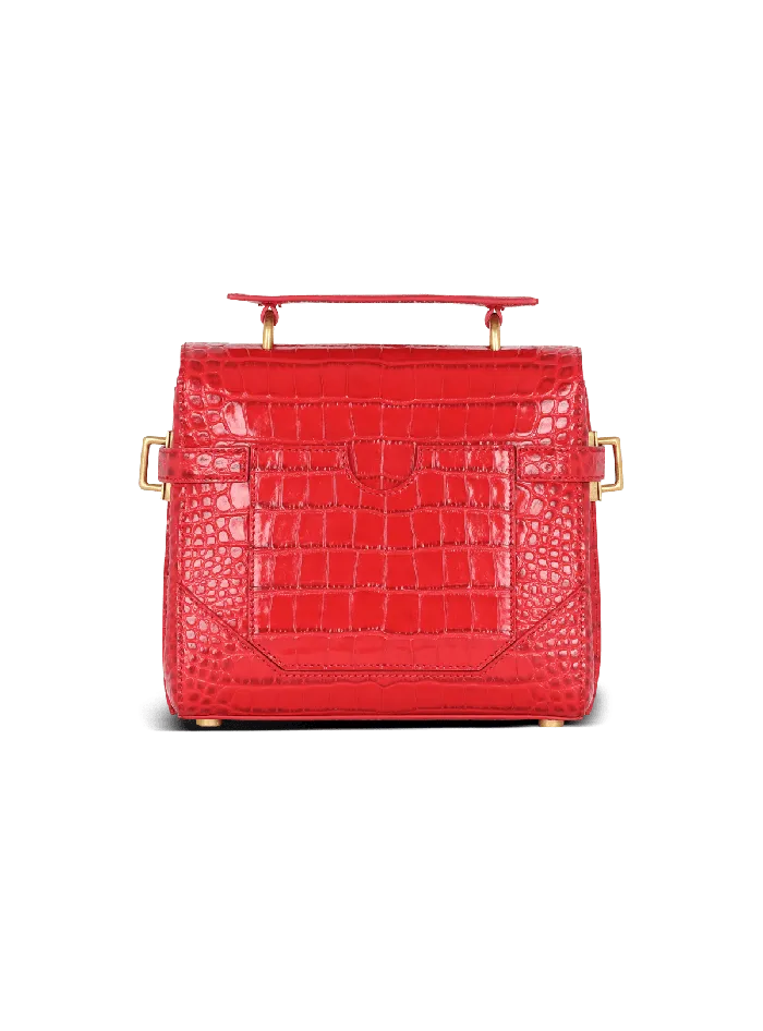 Balmain Handbags Women BBuzz 23 Bag In Crocodileprint Leather Red