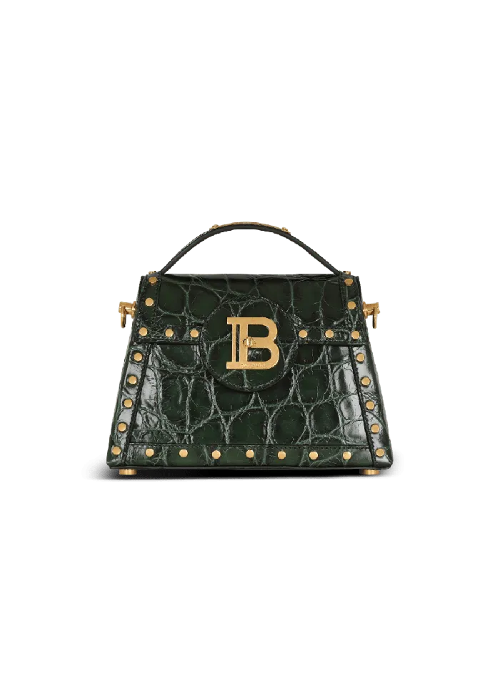 Balmain Handbags Women BBuzz Dynasty Bag In Crocodileprint Leather Green