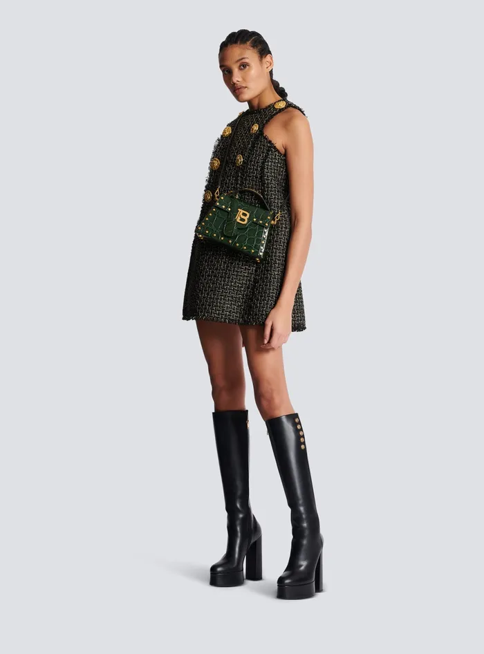 Balmain Handbags Women BBuzz Dynasty Bag In Crocodileprint Leather Green