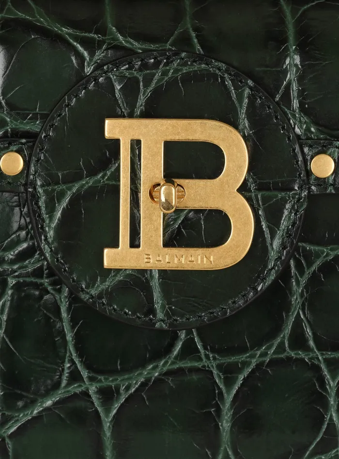 Balmain Handbags Women BBuzz Dynasty Bag In Crocodileprint Leather Green