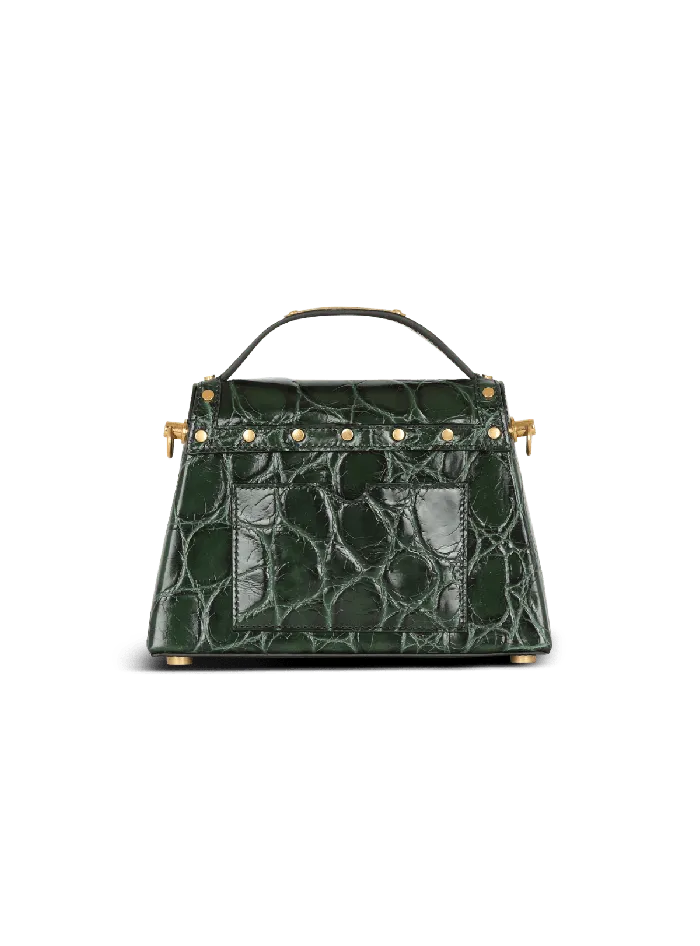 Balmain Handbags Women BBuzz Dynasty Bag In Crocodileprint Leather Green