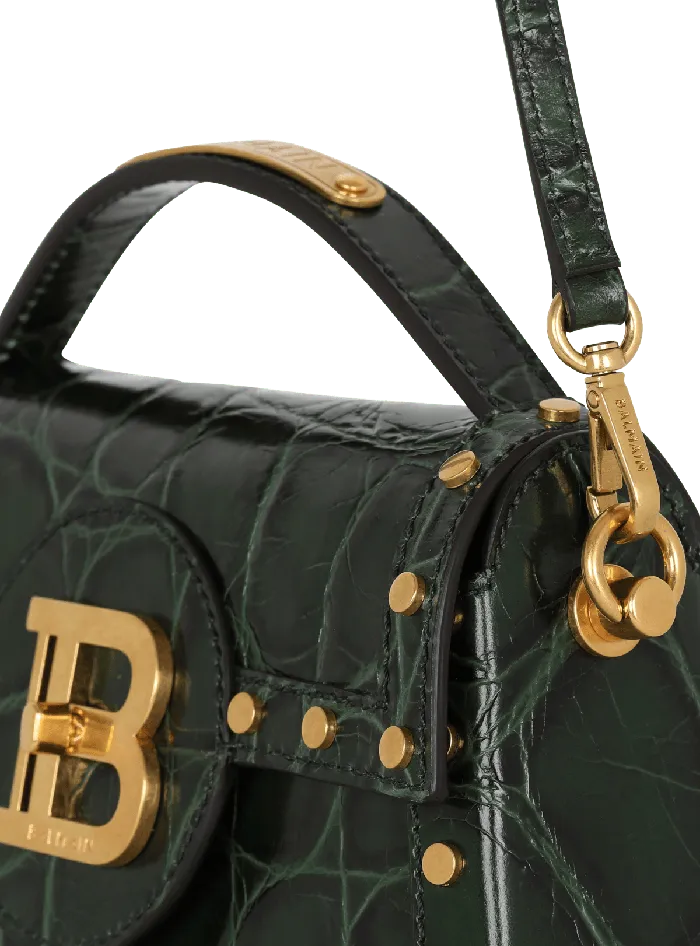 Balmain Handbags Women BBuzz Dynasty Bag In Crocodileprint Leather Green