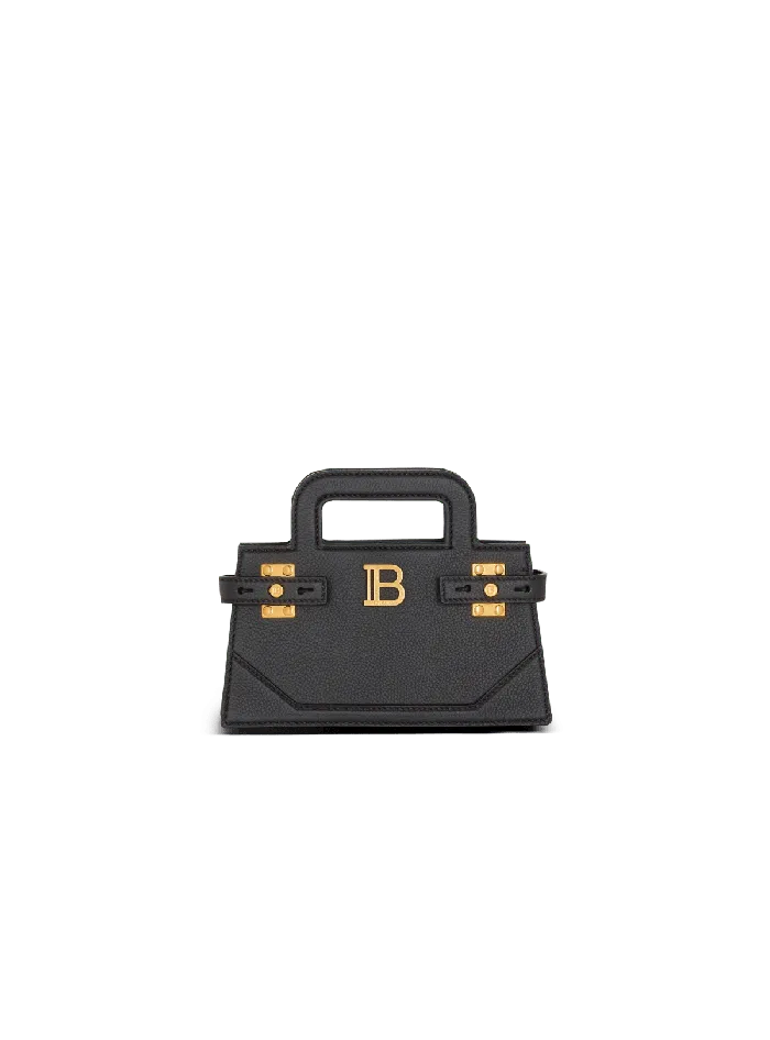 Balmain Handbags Women Small BBuzz Top Handle Bag In Grained Leather Black