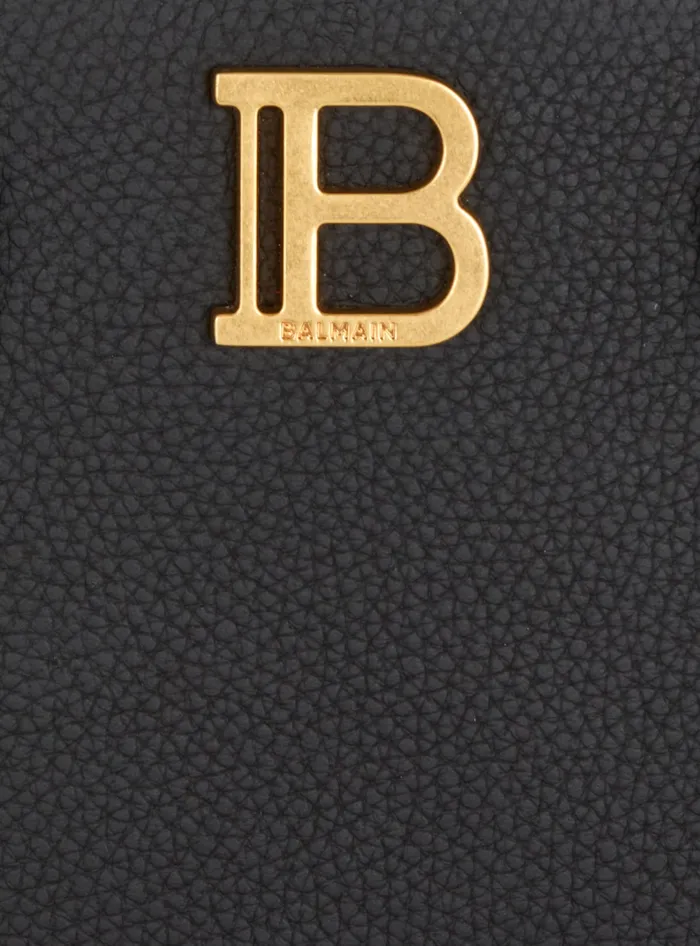 Balmain Handbags Women Small BBuzz Top Handle Bag In Grained Leather Black