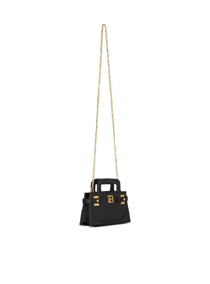 Balmain Handbags Women Small BBuzz Top Handle Bag In Grained Leather Black