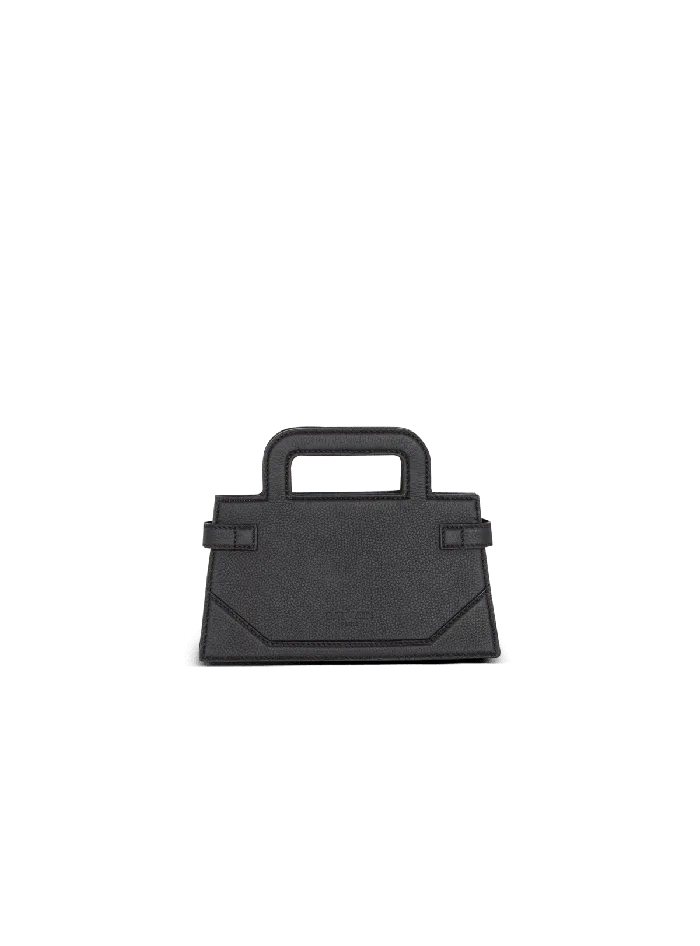 Balmain Handbags Women Small BBuzz Top Handle Bag In Grained Leather Black