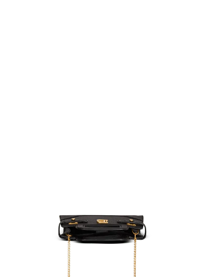Balmain Handbags Women Small BBuzz Top Handle Bag In Grained Leather Black