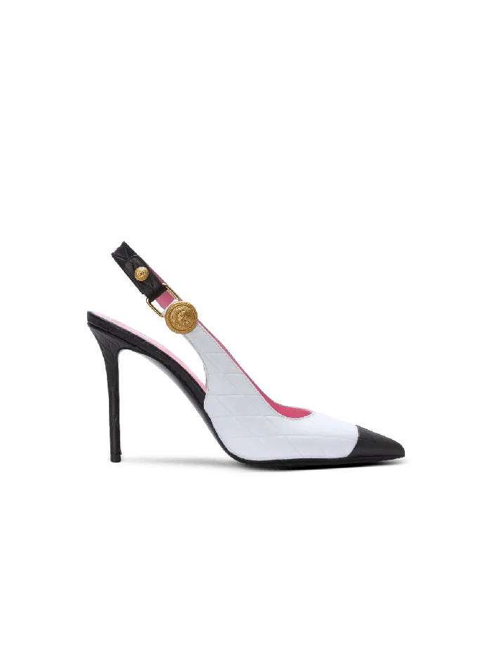 Balmain High Heels and Pumps Women Eva Pumps In Calfskin With Embossed Diamond Motif White