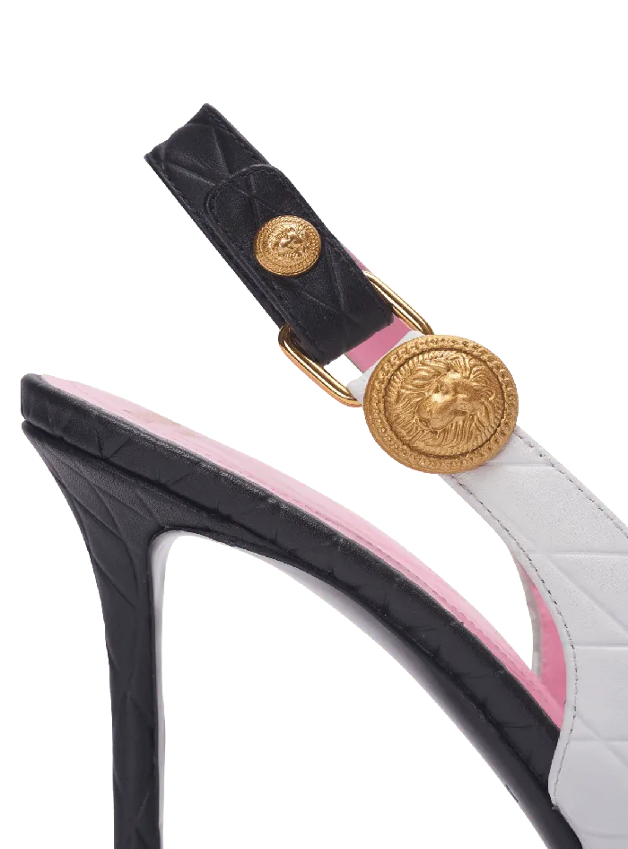 Balmain High Heels and Pumps Women Eva Pumps In Calfskin With Embossed Diamond Motif White