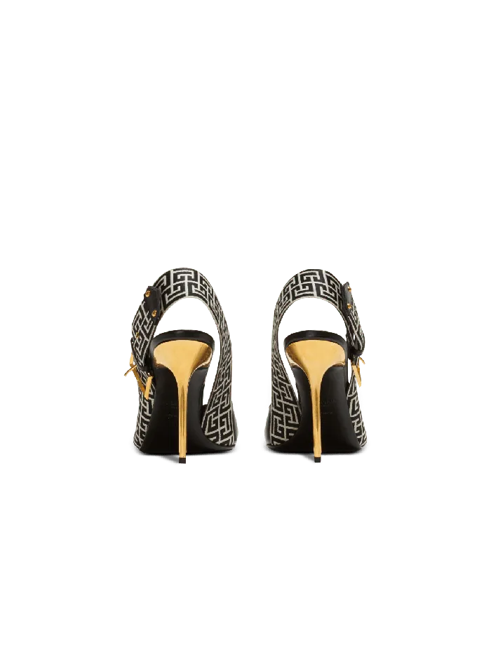 Balmain High Heels and Pumps Women Ruby Monogrammed Leather Slingbacks Black