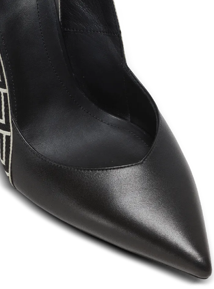 Balmain High Heels and Pumps Women Ruby Monogrammed Leather Slingbacks Black