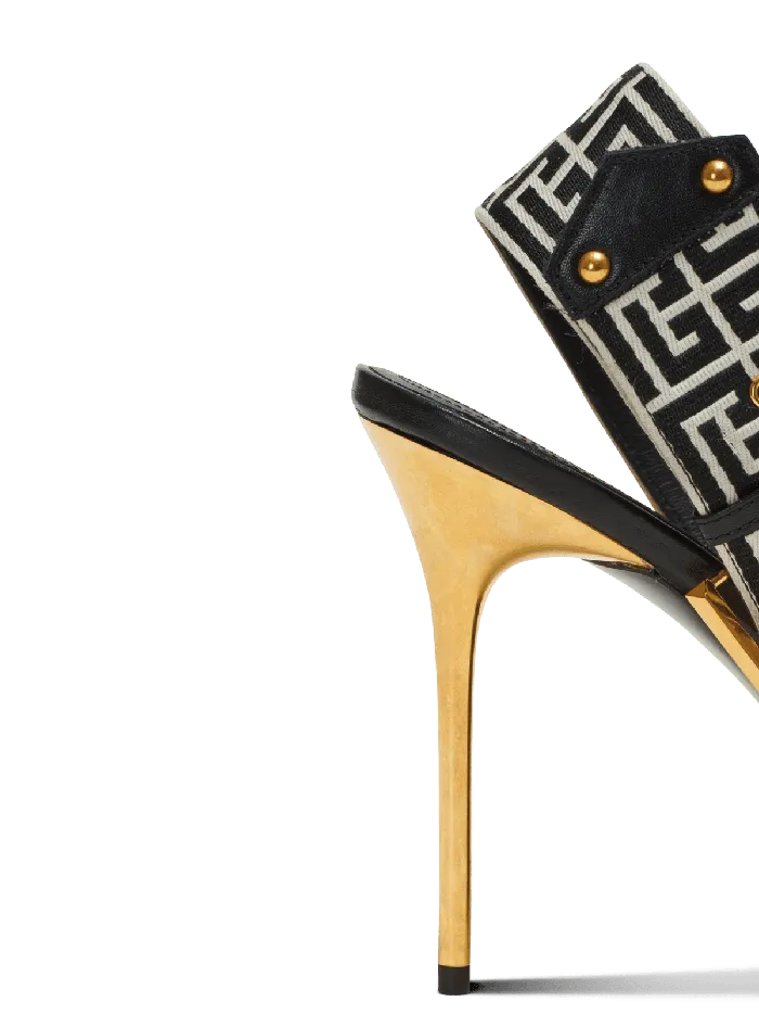 Balmain High Heels and Pumps Women Ruby Monogrammed Leather Slingbacks Black