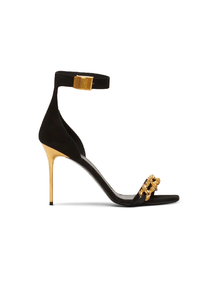 Balmain High Heels and Pumps Women Uma Suede And Chain Sandals Black